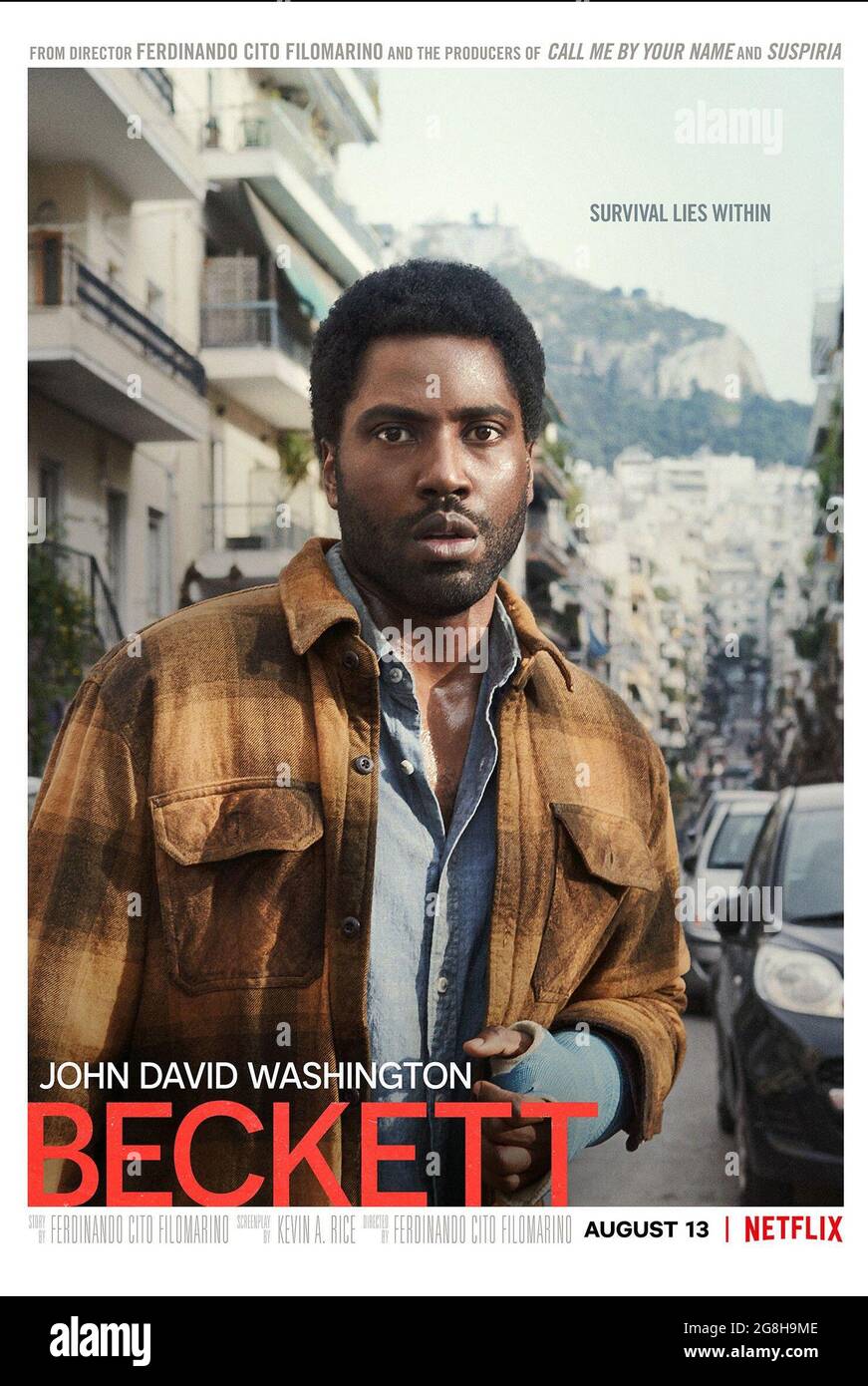 BECKETT, US poster, John David Washington, 2021. © Netflix / Courtesy Everett Collection Stock BECKETT, US poster, John David Washington, 2021. © Netflix / Courtesy Everett Collection Stock
