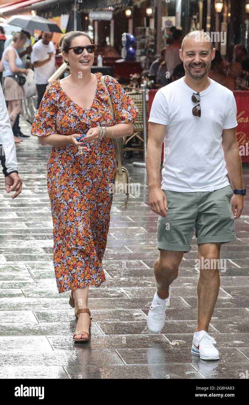 London, UK. 20th July, 2021. Kelly Brook and Jason King also known as JK are seen departing their Heart FM show at the Global Radio Studios. (Photo by Brett Cove/SOPA Images/Sipa USA) Credit: Sipa USA/Alamy Live News Stock Photo