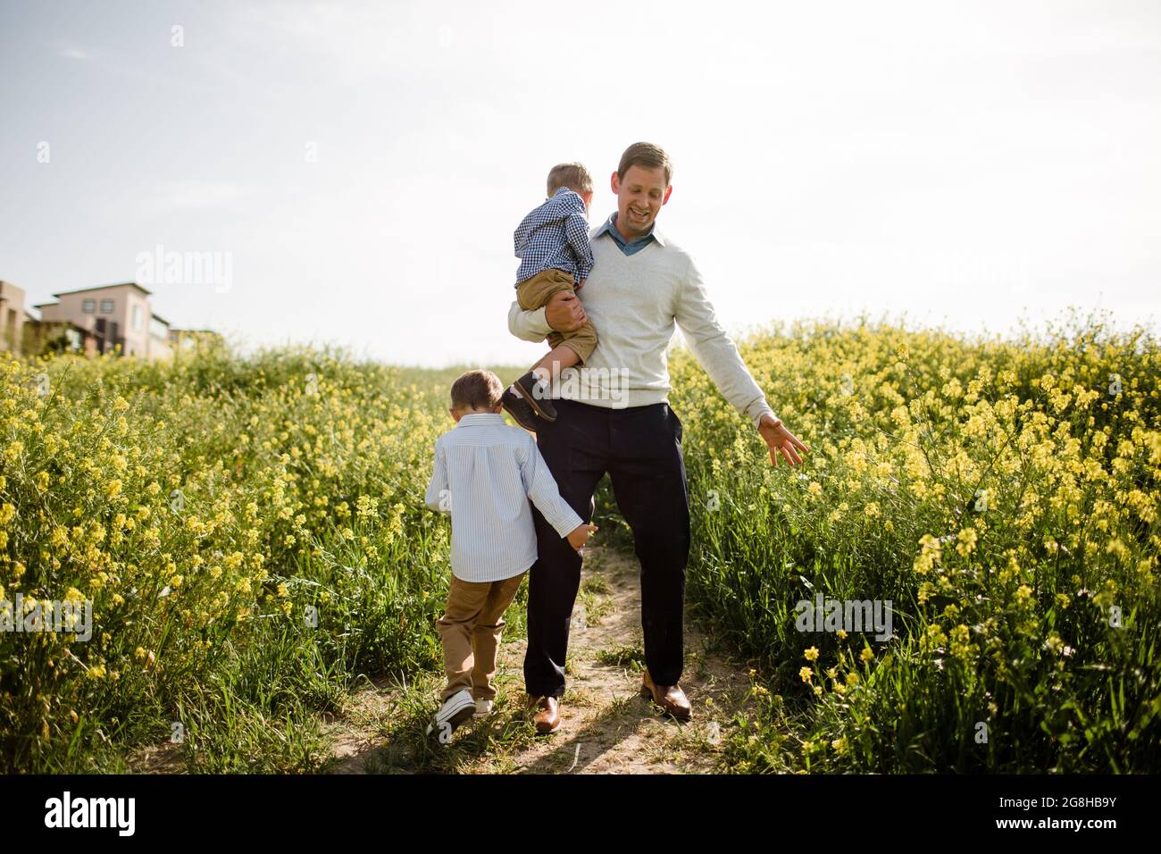 Boys in wildflower field hi-res stock photography and images - Alamy