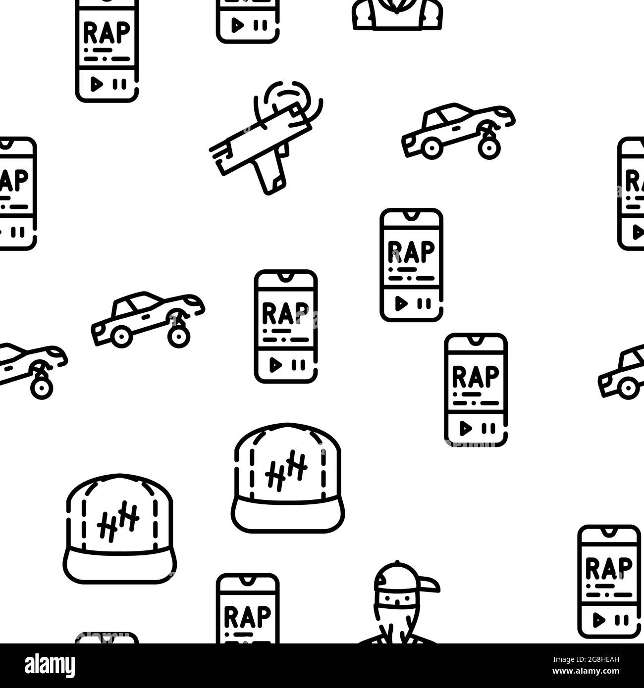 Hip Hop And Rap Music Vector Seamless Pattern Stock Vector