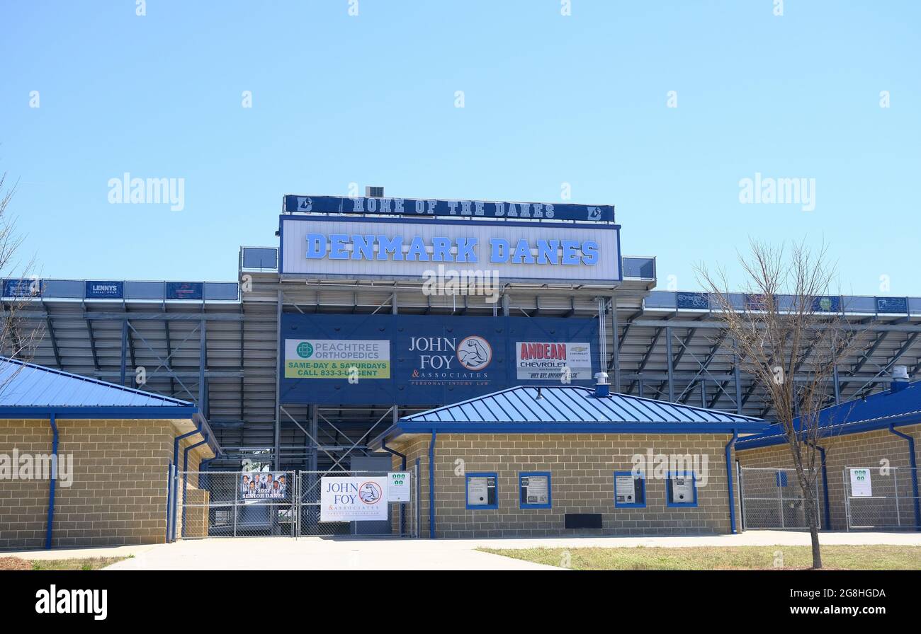 High School Football Stadium Stock Photo