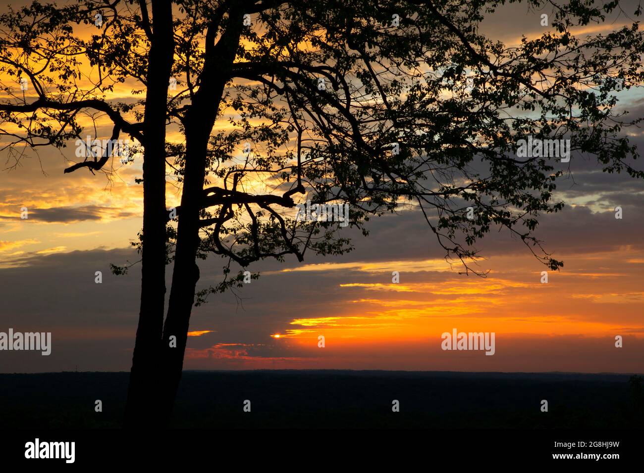 Hohen Point sunrise, Brown County State Park, Indiana Stock Photo