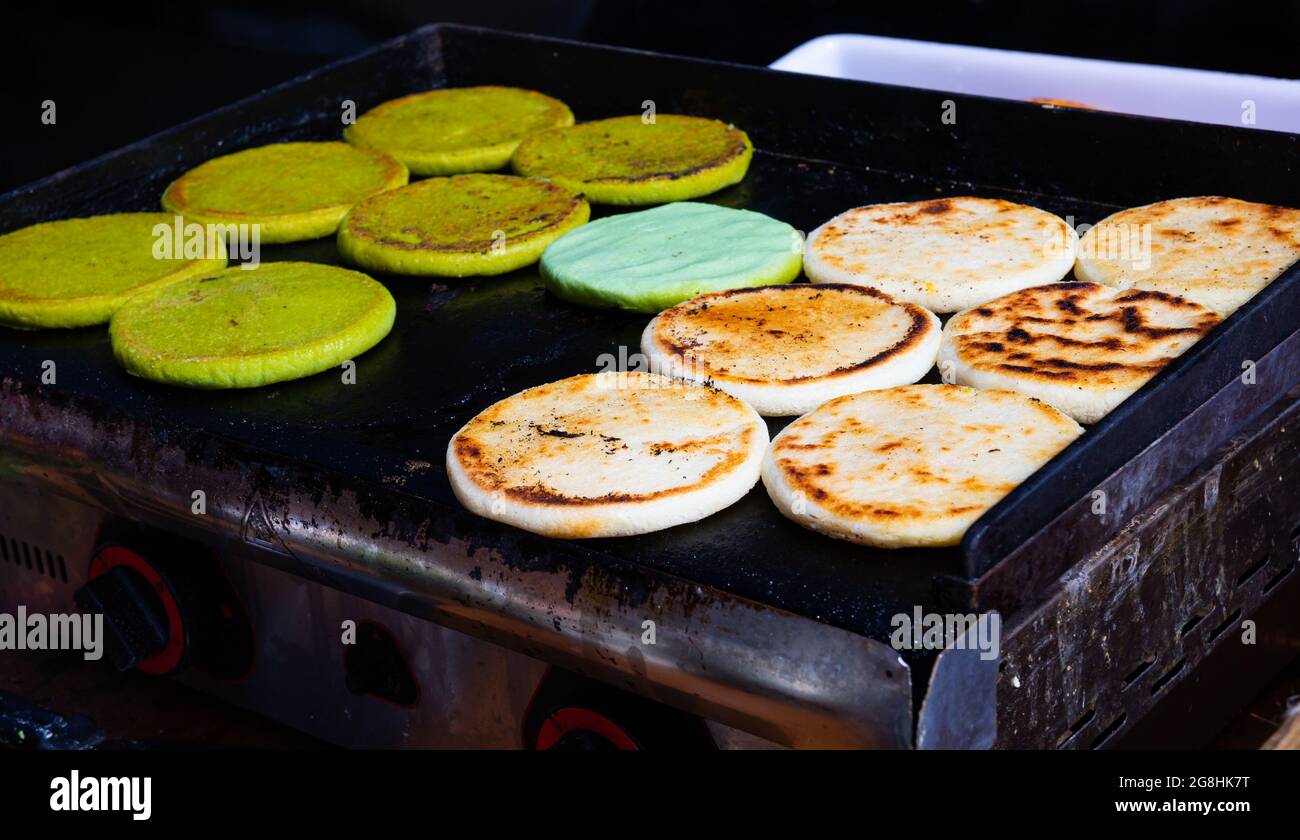 Colombian corn flour cake Arepas Stock Photo Alamy