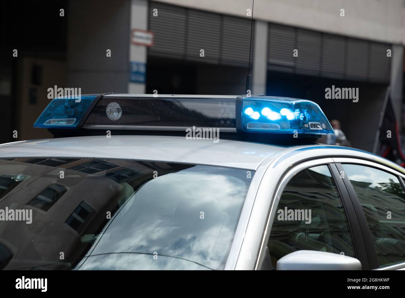 Polizei mit Blaulicht im Einsatz in München am 19.5.2019. (Photo by Alexander Pohl/Sipa USA) Credit: Sipa USA/Alamy Live News Stock Photo