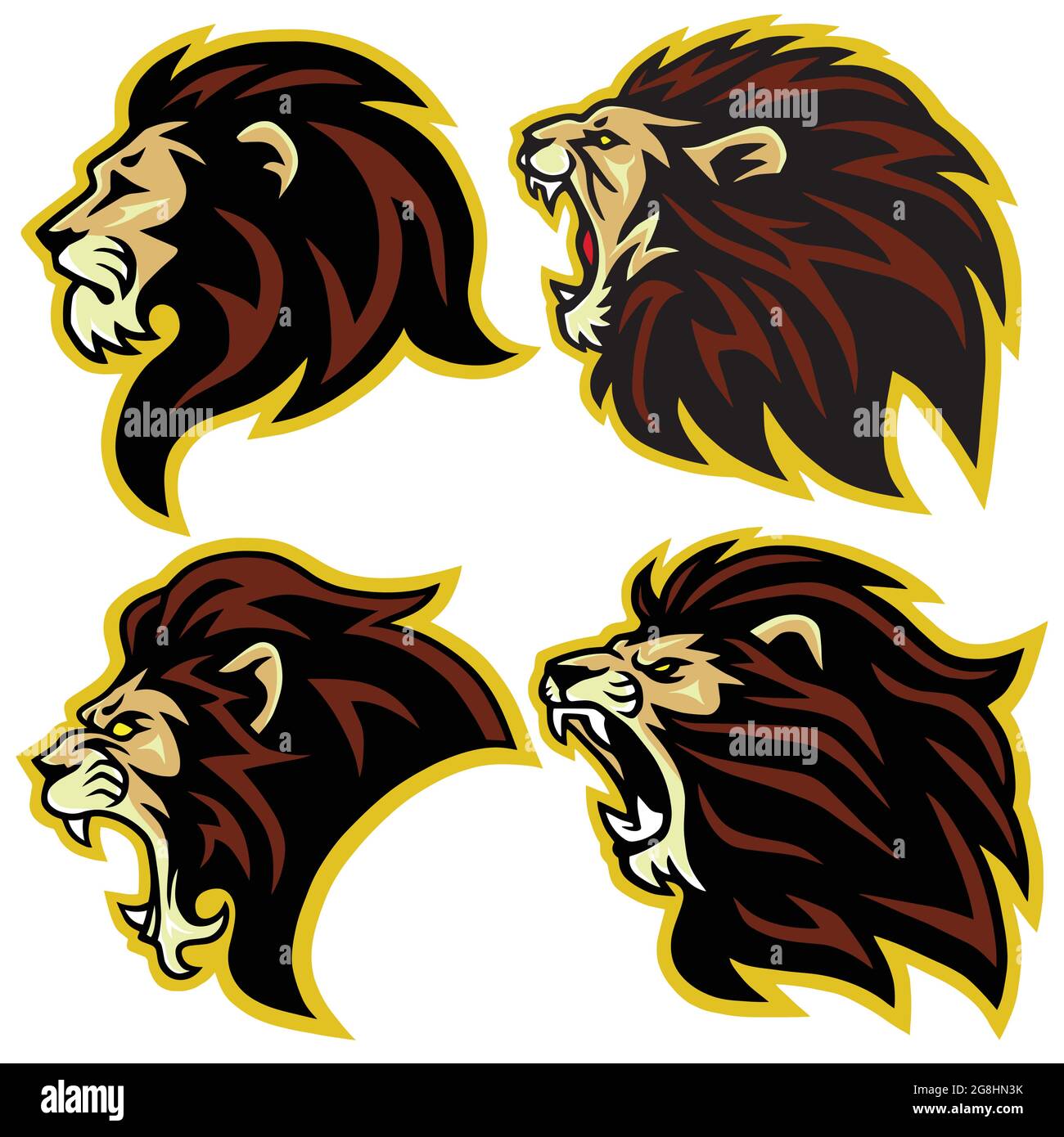 Lion Logo Mascot Collection Premium Set Vector Design Template Stock Vector