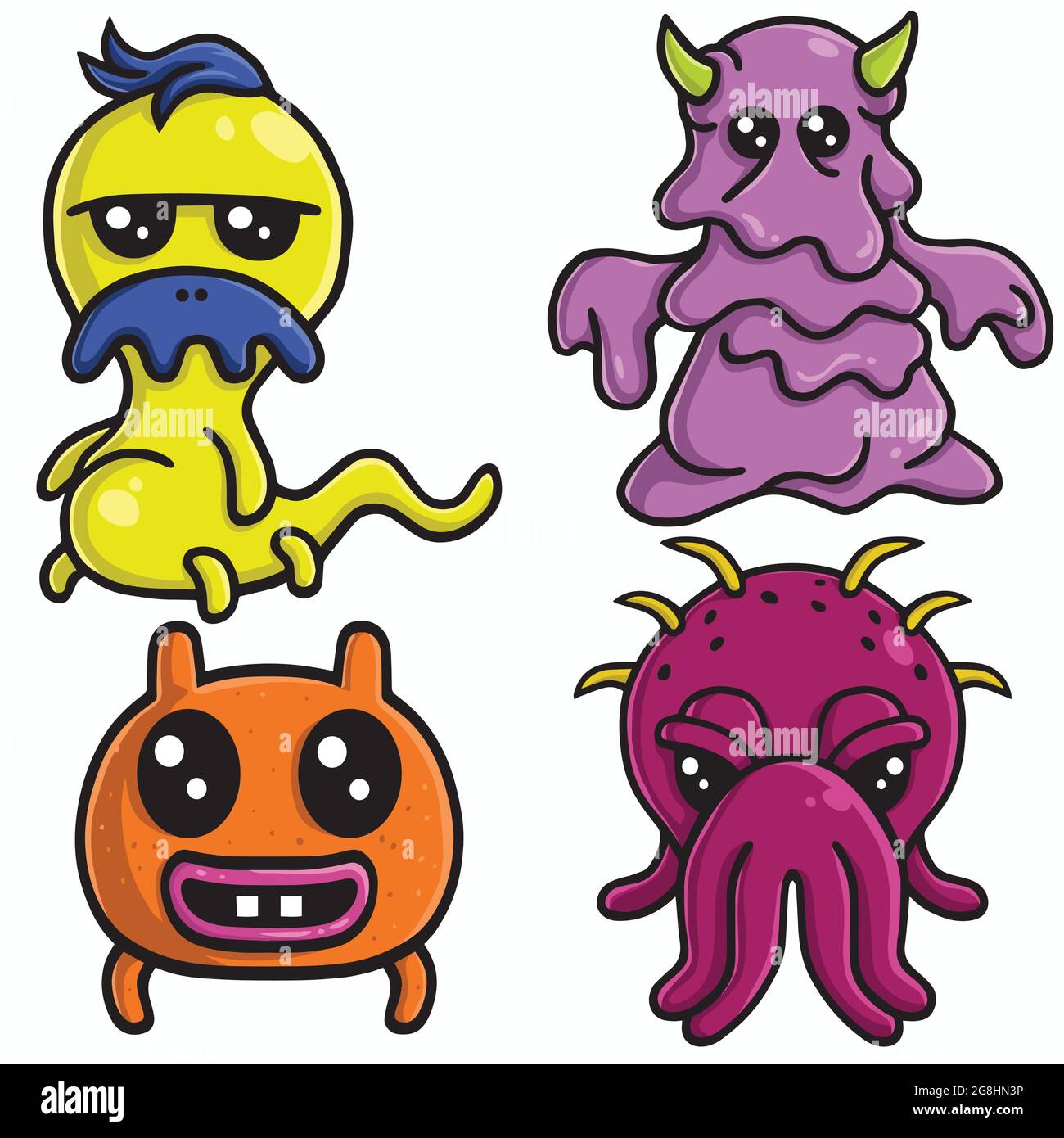 Monster Character Colorful Design Cartoon Vector Set Template Icons ...