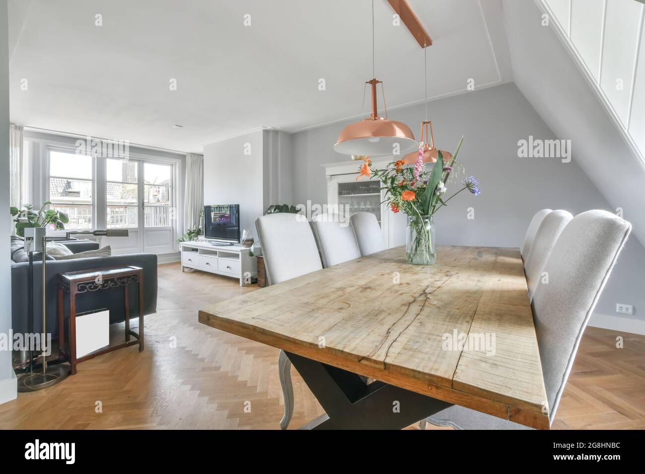 Interior design of bright and beautiful dining room Stock Photo - Alamy