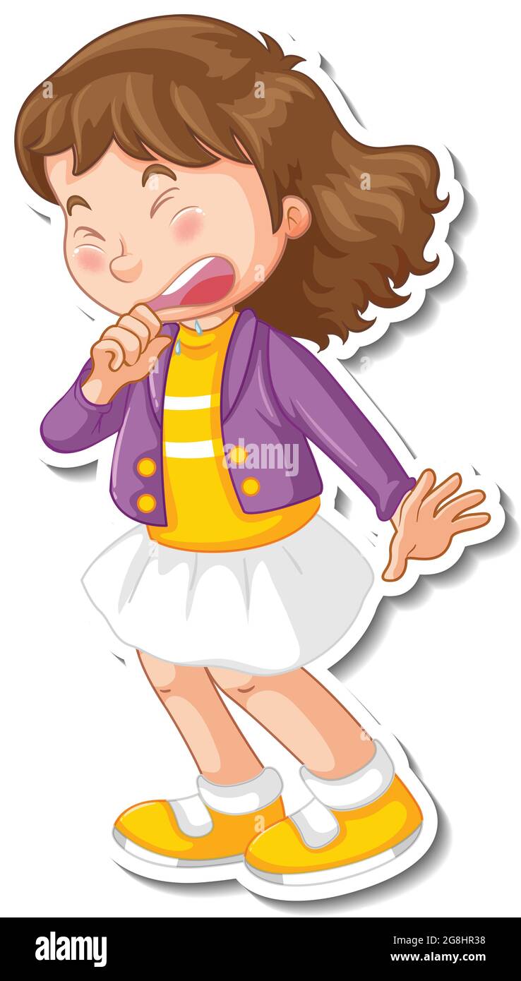 Sticker design with a girl sneezing cartoon character illustration Stock  Vector Image & Art - Alamy