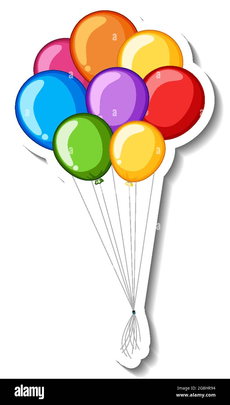 Sticker template with many colourful balloons illustration Stock Vector ...