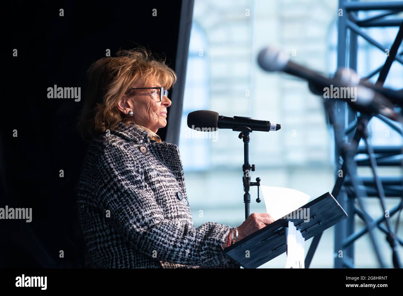 Munich, Germany. 06th Mar, 2020. The president of the jewish community Charlotte Knobloch at the antifascist protest ' Just don't do it ' organized by Bellevue di Monaco on 6. March 2020 at the Max-Josef-Platz in Munich. (Photo by Alexander Pohl/Sipa USA) Credit: Sipa USA/Alamy Live News Stock Photo