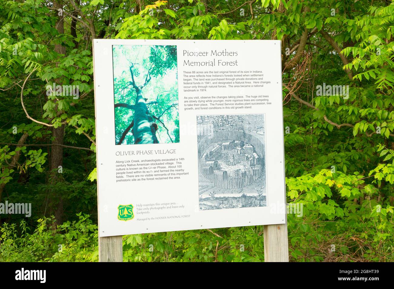 Entrance information board, Pioneer Mothers Memorial Forest, Hoosier