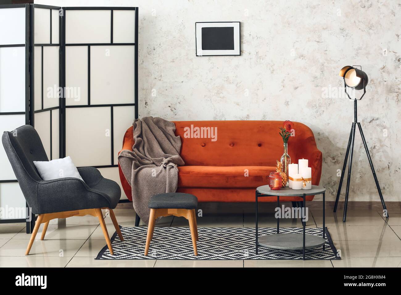 Interior of stylish living room Stock Photo - Alamy
