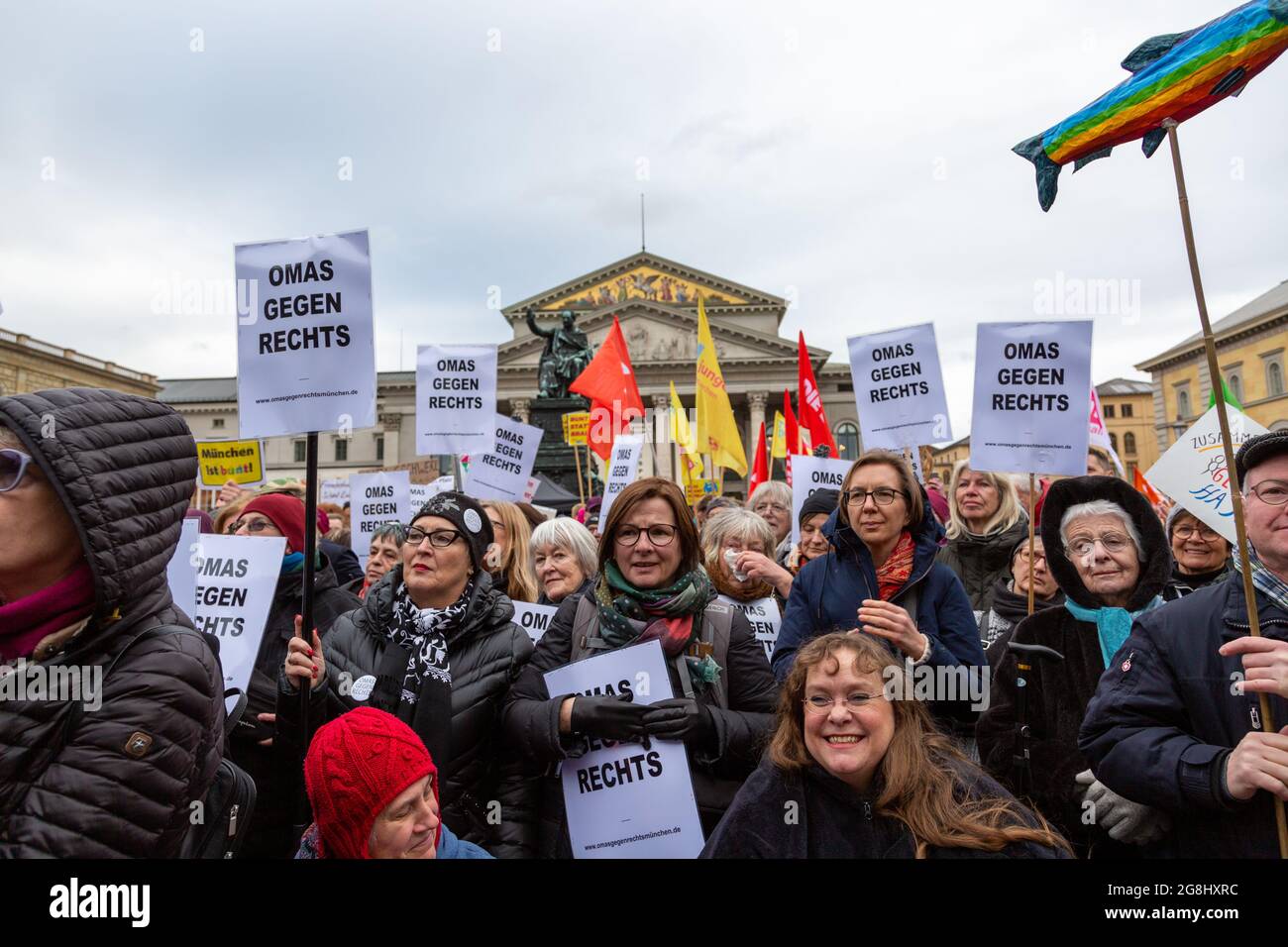 Munich, Germany. 06th Mar, 2020. General view at the antifascist protest ' Just don't do it ' organized by Bellevue di Monaco on 6. March 2020 at the Max-Josef-Platz in Munich. (Photo by Alexander Pohl/Sipa USA) Credit: Sipa USA/Alamy Live News Stock Photo