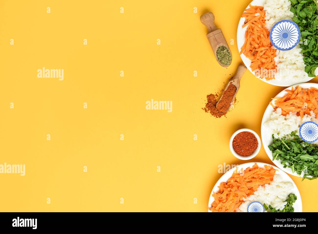 Flags of India made of food on color background Stock Photo - Alamy