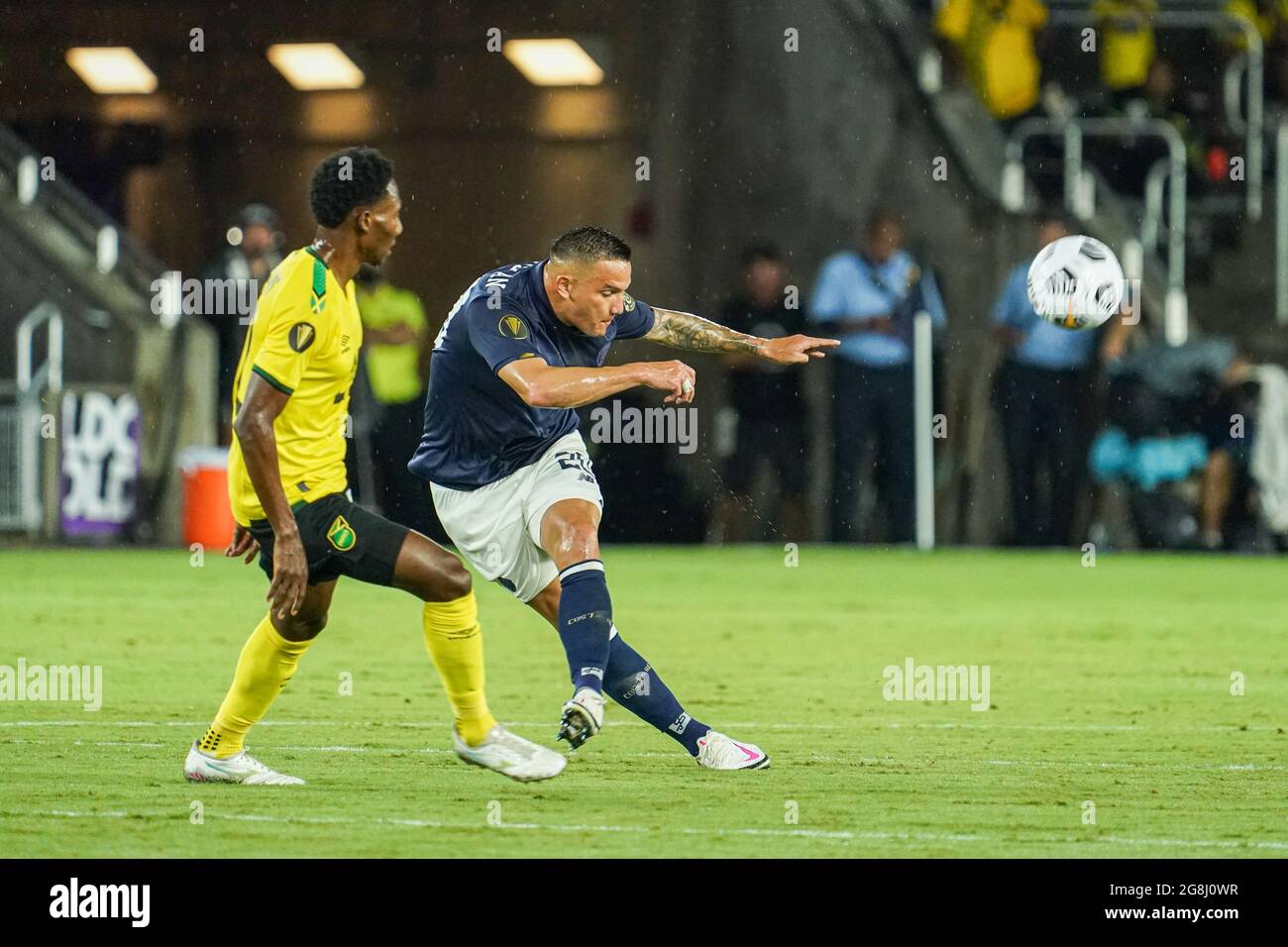 Fort Lauderdale, Florida, USA, July 20, 2021, Costa Rica midfielder David Guzman #20 makes a pass during the Concacaf Gold Cup at Exploria Stadium.  (Photo Credit:  Marty Jean-Louis) Credit: Marty Jean-Louis/Alamy Live News Stock Photo