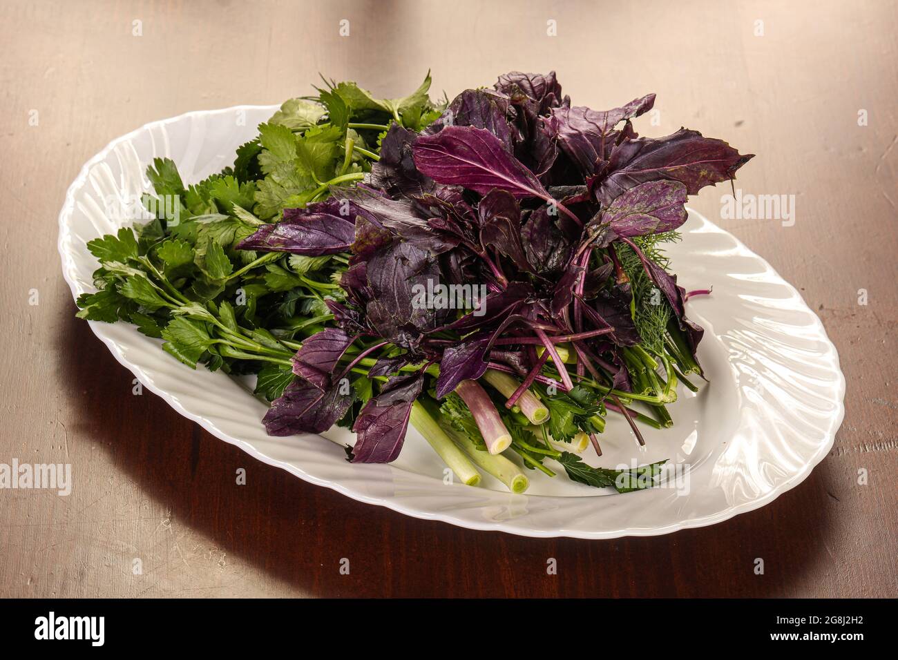 Fresh herbs mix basil, dill, parsley Stock Photo Alamy