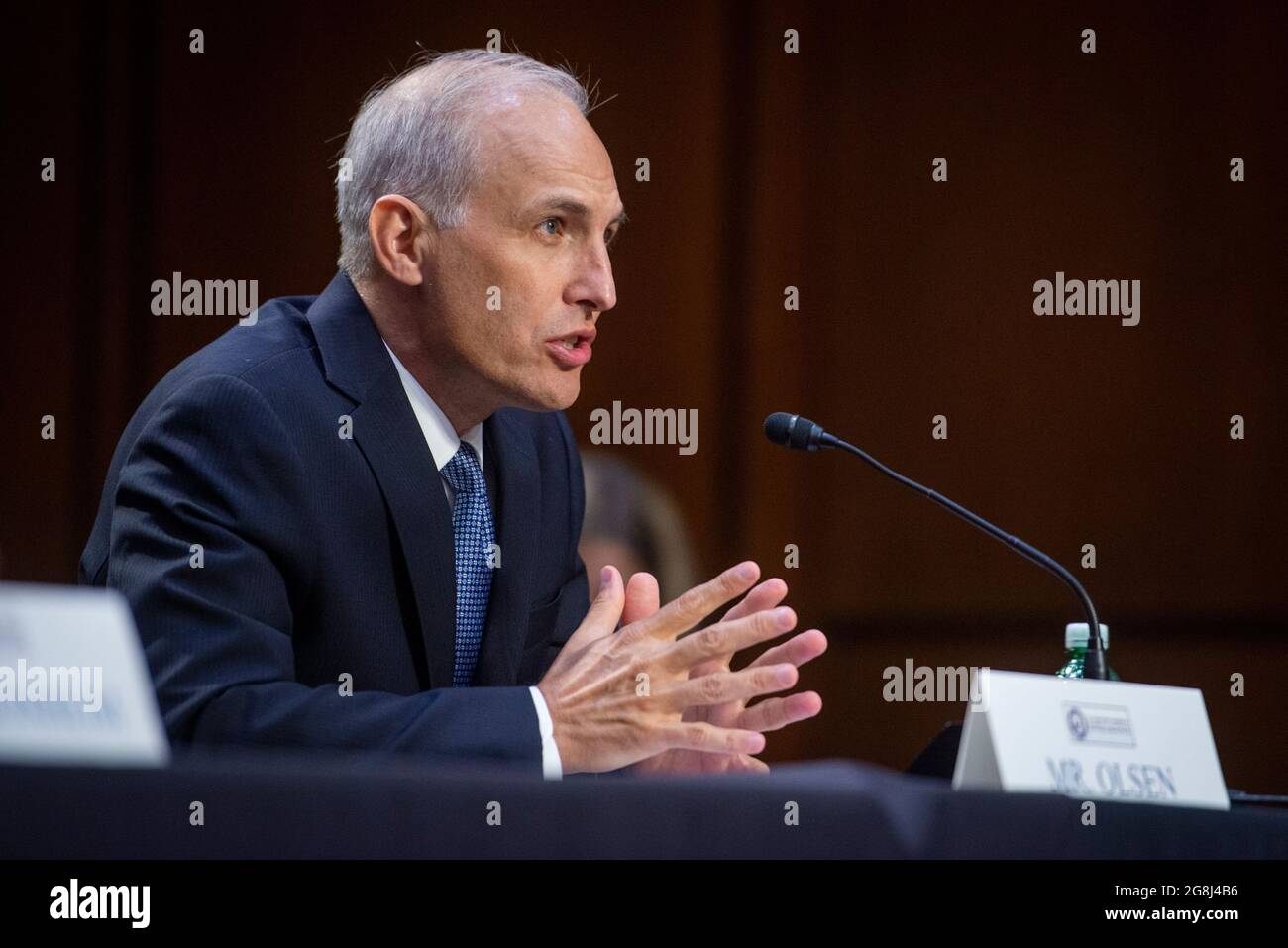Washington, United States Of America. 20th July, 2021. Matthew G. Olsen appears before a Senate Committee on Intelligence hearing for his nomination to be an Assistant Attorney General, Department of Justice, in the Dirksen Senate Office Building in Washington, DC, Tuesday, July 20, 2021. Credit: Rod Lamkey/CNP/Sipa USA Credit: Sipa USA/Alamy Live News Stock Photo