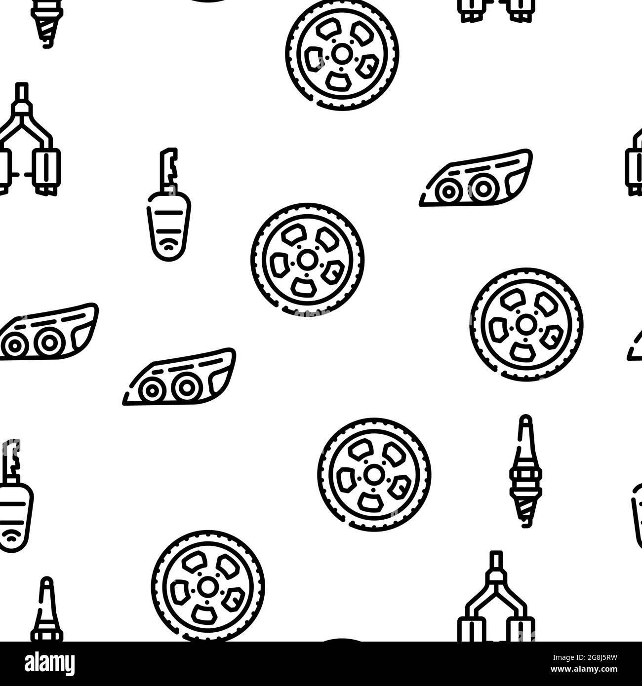 Car Vehicle Details Vector Seamless Pattern Stock Vector