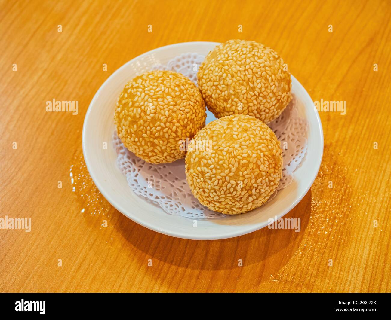 Close up shot of deep fried Sesame Ball at Las Vegas, Nevada Stock