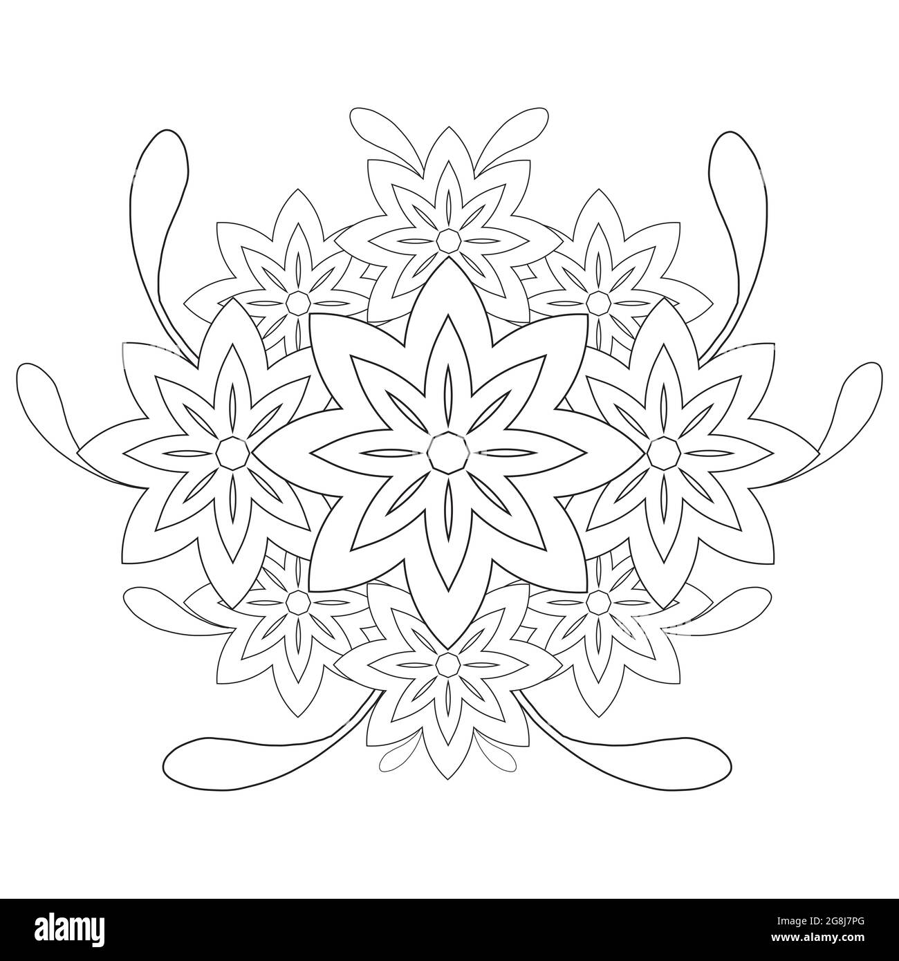 coloring page. flower petals, beautiful flower petals illustration