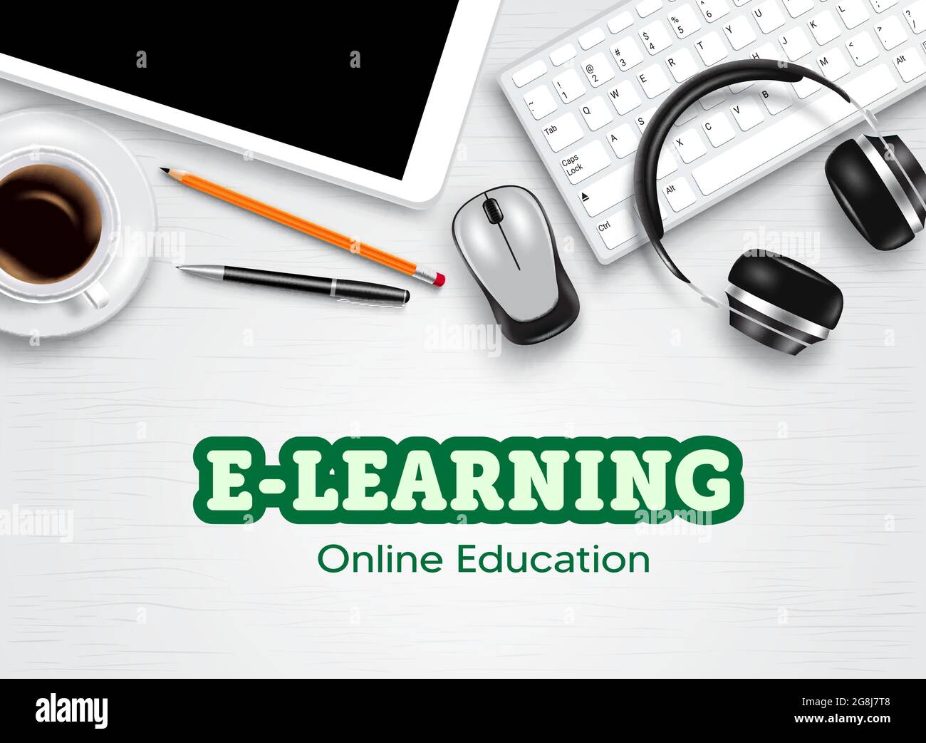 E-learning education vector background design. Online education elearning  text with tablet and digital devices elements for student educational Stock  Vector Image & Art - Alamy