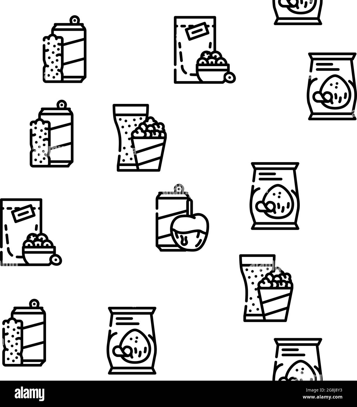 Snacks Food And Drink Vector Seamless Pattern Stock Vector