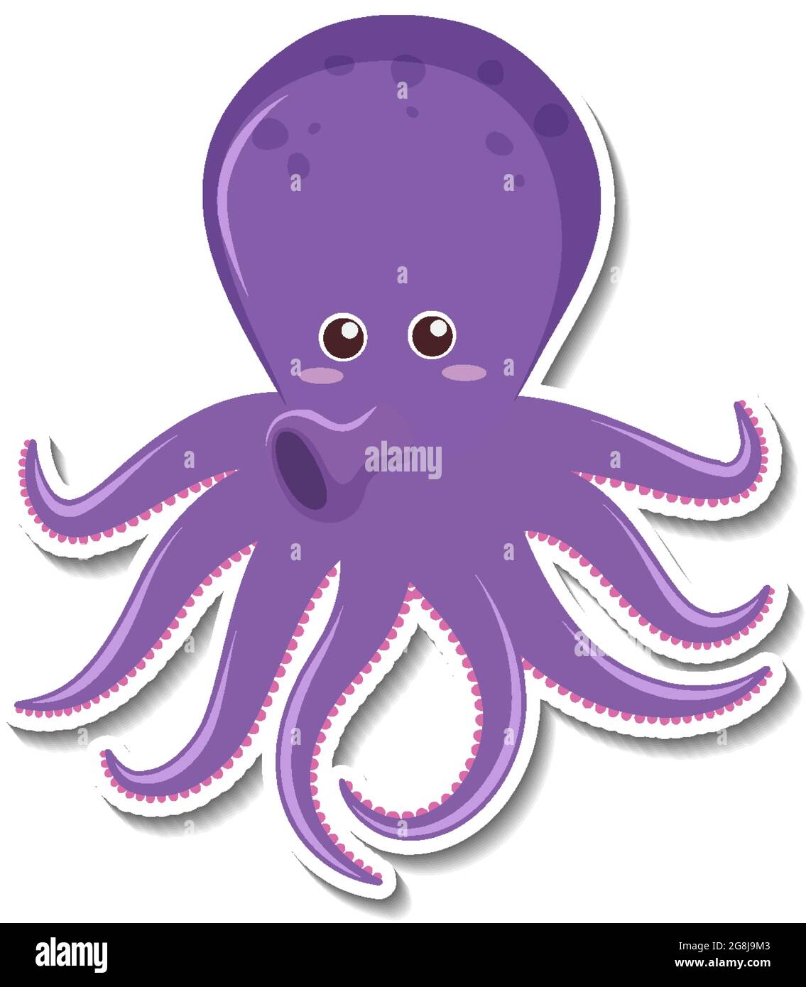 Cute octopus cartoon character sticker illustration Stock Vector Image ...