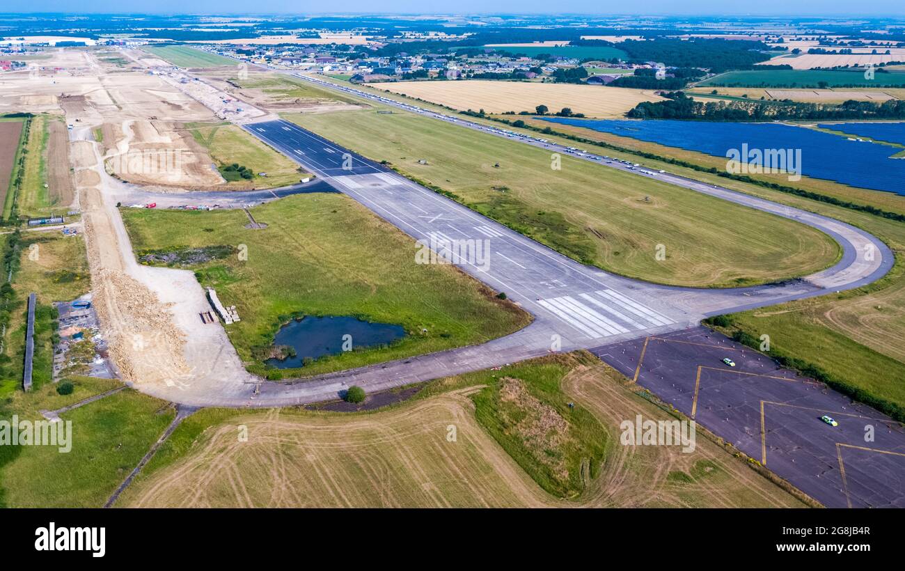 RAF Alconbury in its final stages before total removal of the runway for housing. Stock Photo