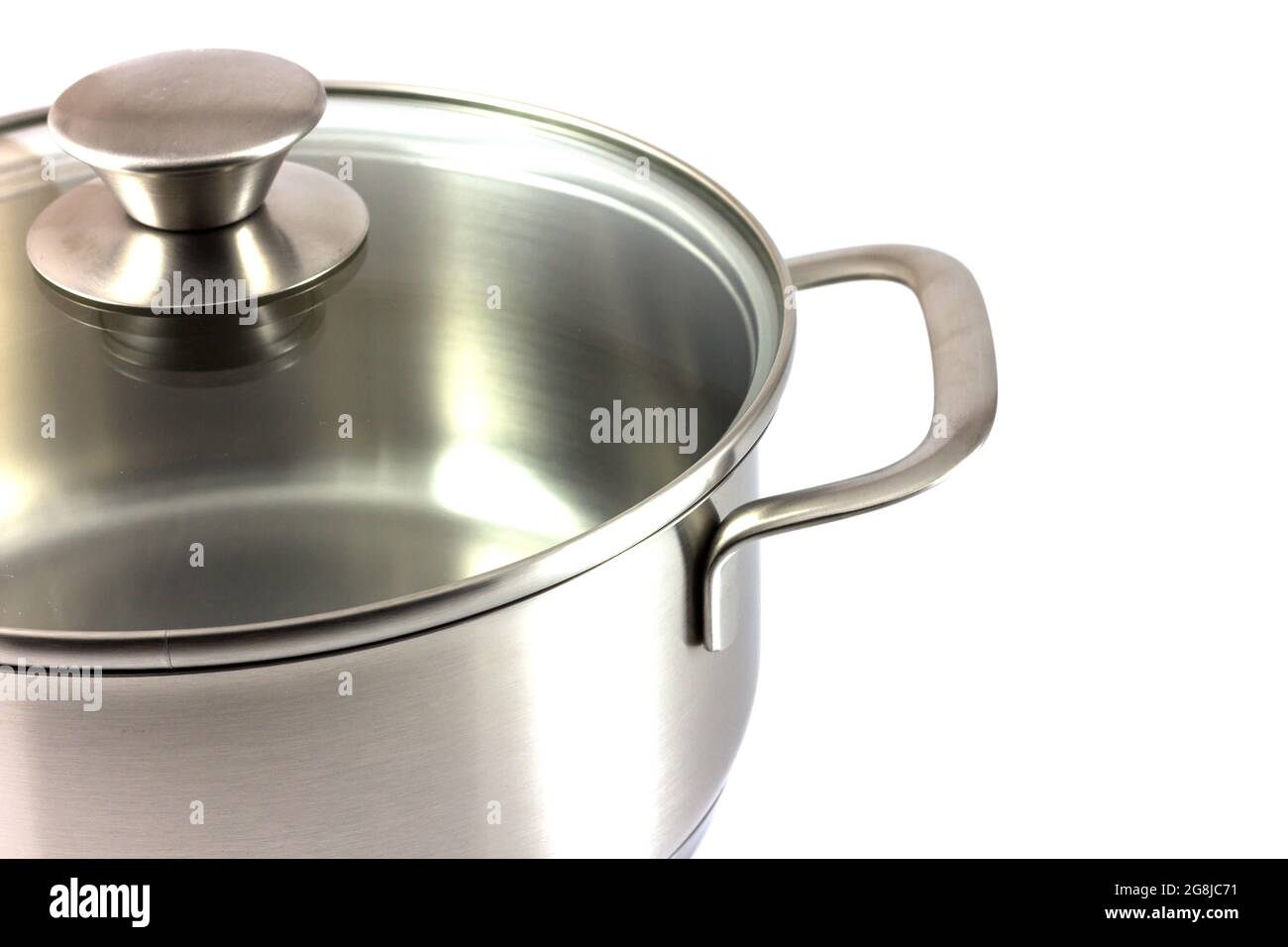 Stainless steel pot isolated on white background Stock Photo - Alamy