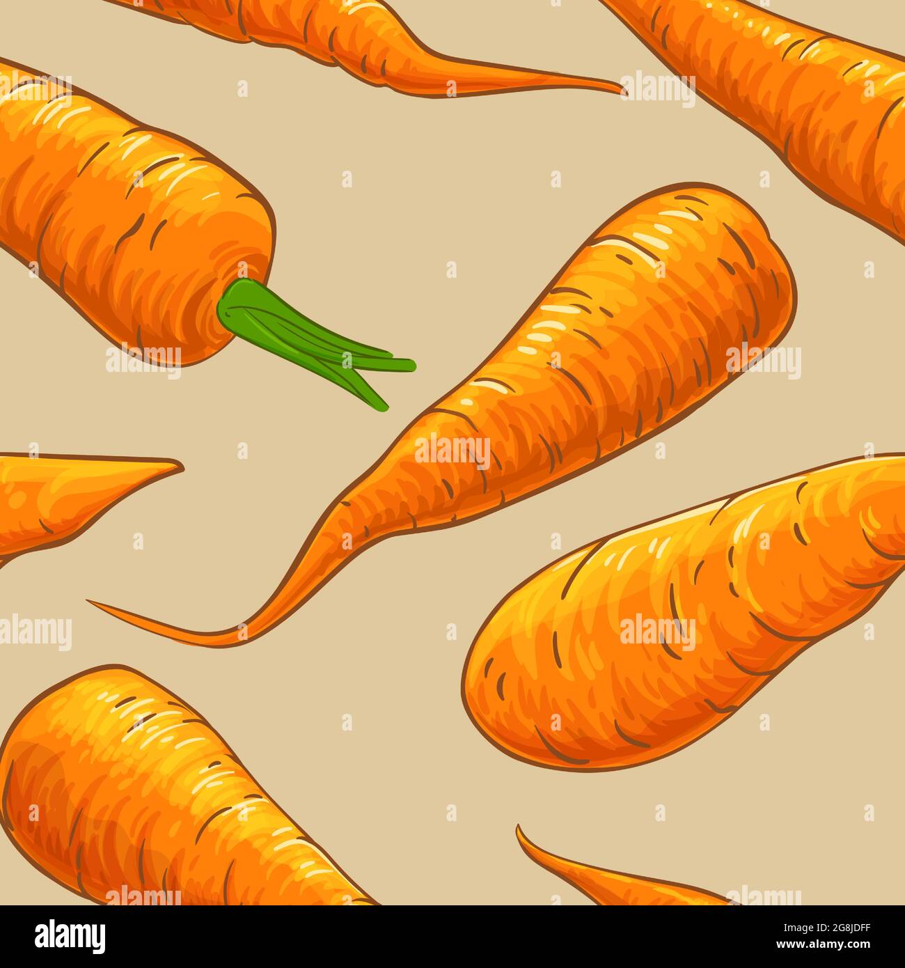 carrot vector pattern on color background Stock Vector