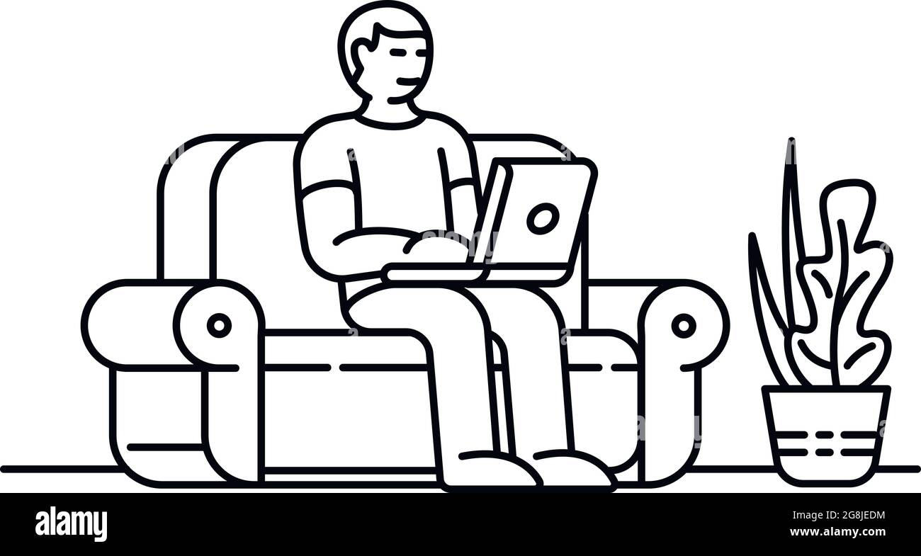 Home sofa working icon. Outline home sofa working vector icon for web ...
