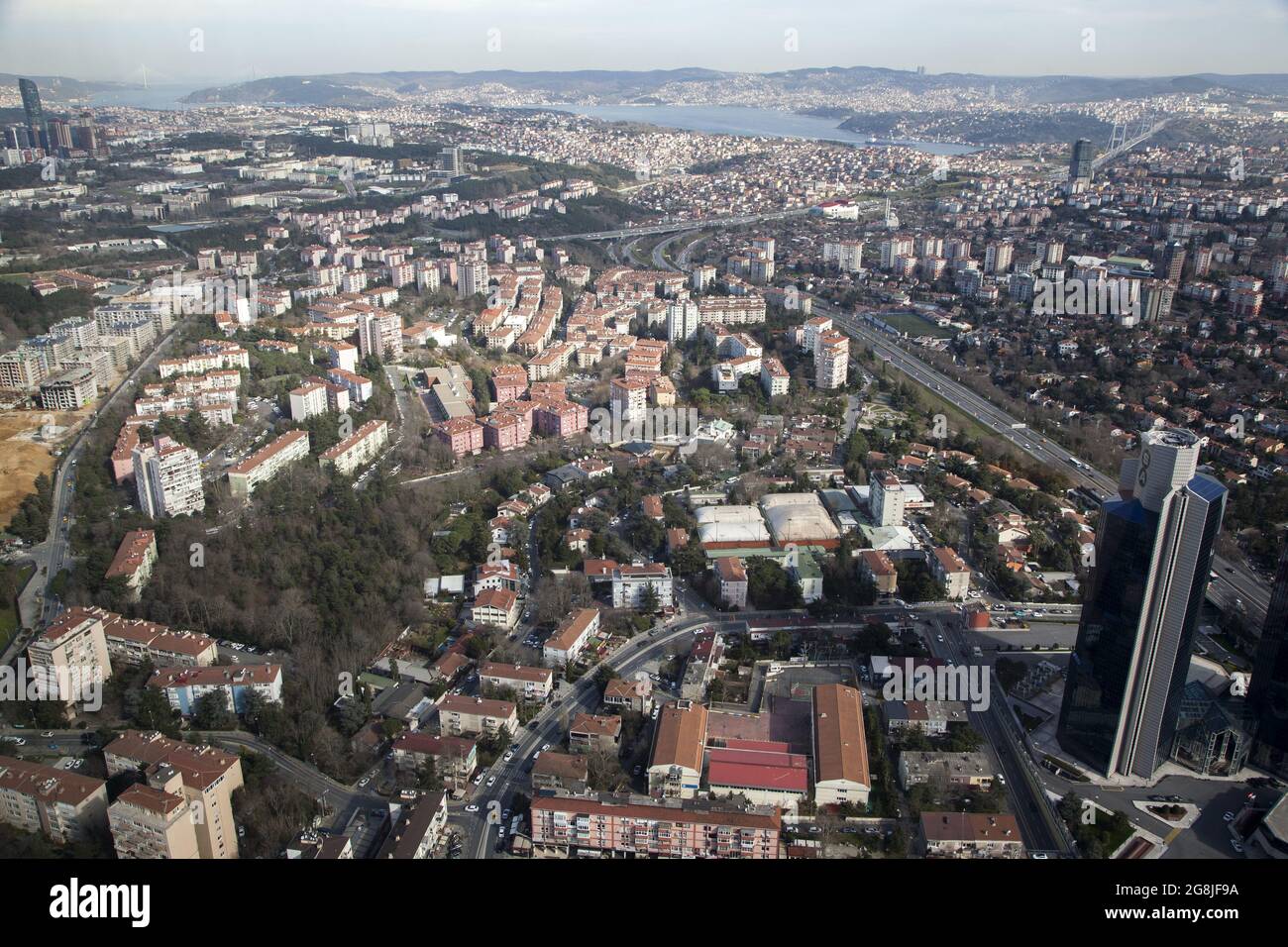 Kagıthane,İstanbulTurkey , 2-8-2021:Istanbul view from the terrace of the sapphire tower. Stock Photo