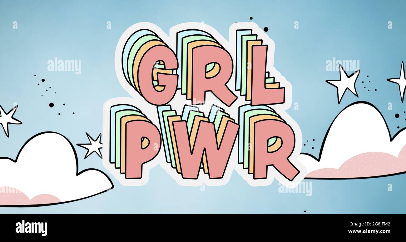Girl Power Text Basic Composition of girl power text on blue background Stock Photo - Alamy