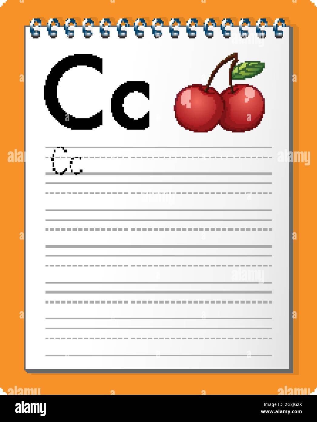 Alphabet tracing worksheet with letter C and c illustration Stock ...