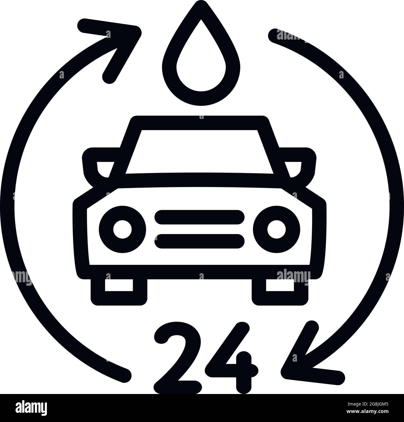 24 hour car wash icon. Outline 24 hour car wash vector icon for web design isolated on white
