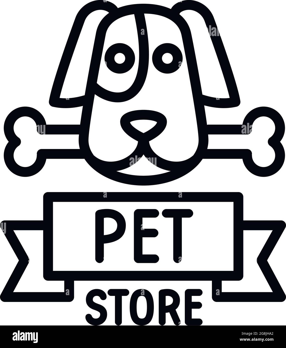 Dog pet store logo. Outline dog pet store vector logo for web design