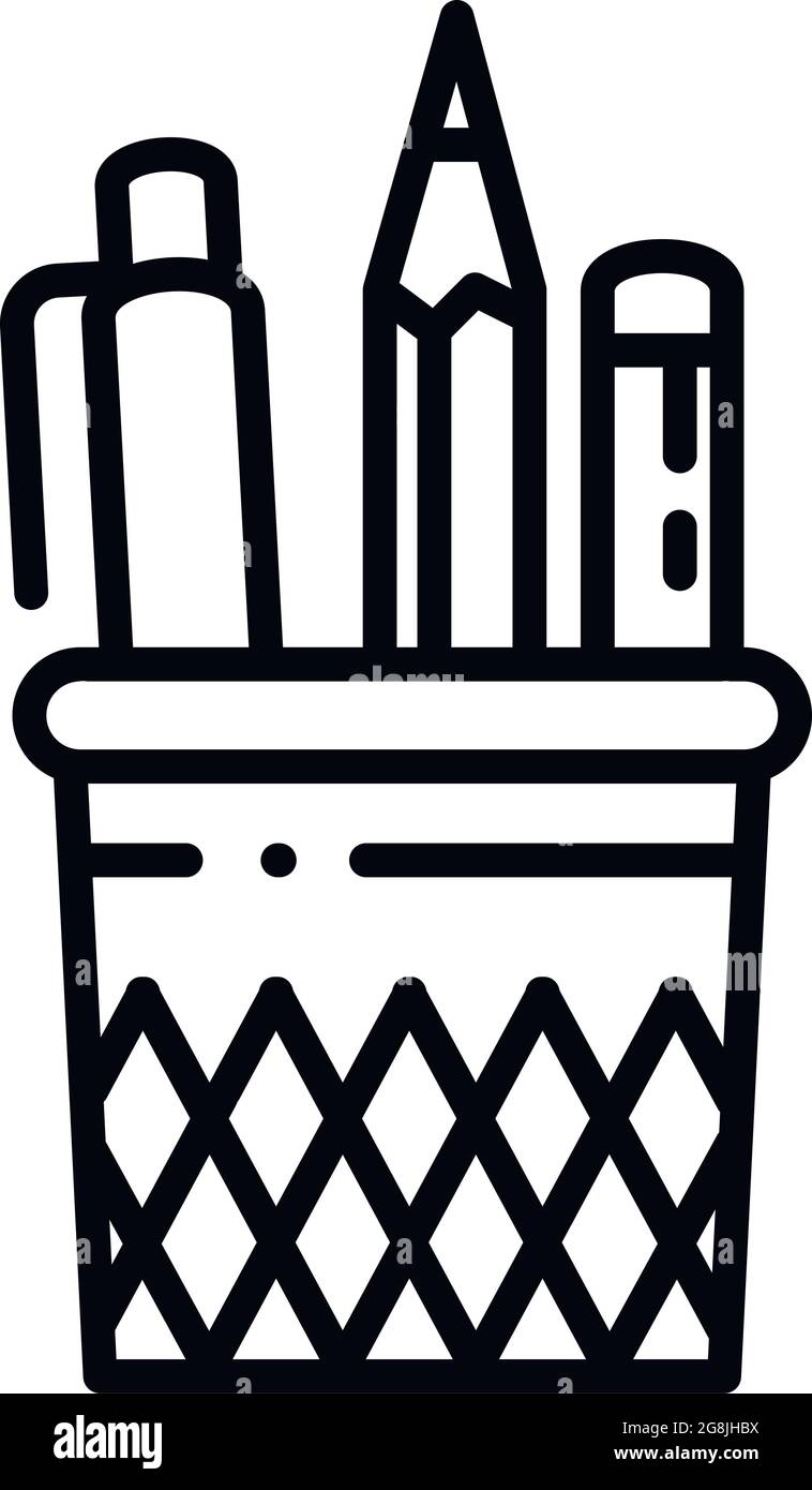 Pencil case glass icon. Outline pencil case glass vector icon for web ...