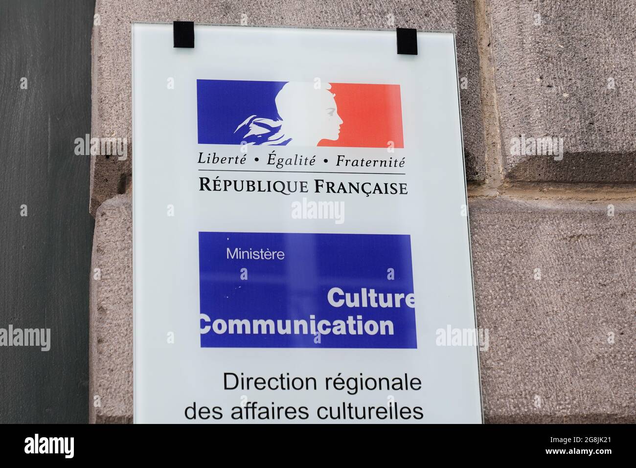 Bordeaux , Aquitaine  France - 12 28 2020 : ministere culture communication and regional directorate of cultural affairs french logo and text sign on Stock Photo