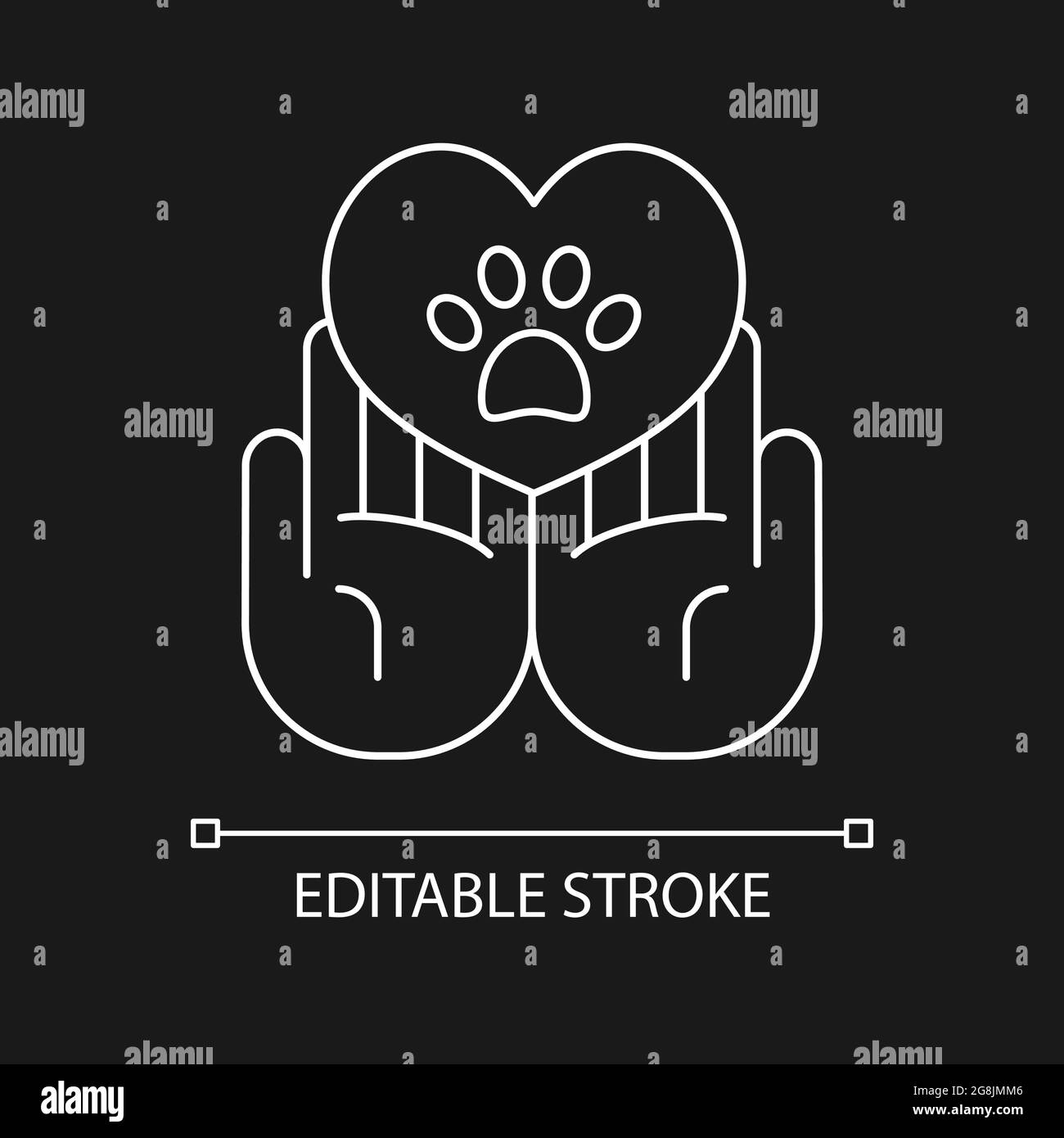 Animal friendly white linear icon for dark theme Stock Vector