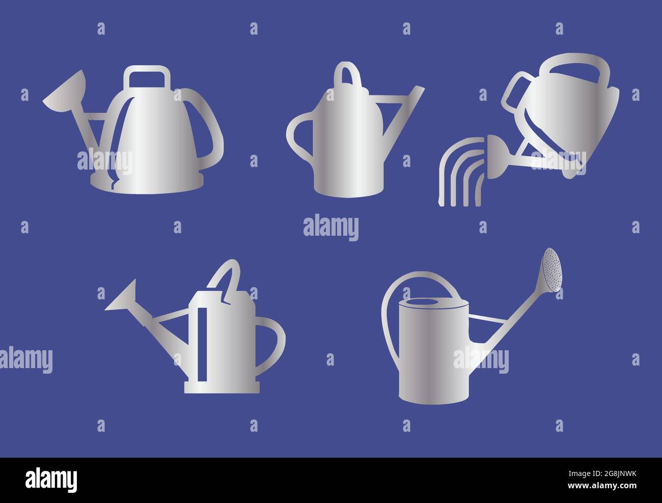 Watering can set of 5. Gardening tools illustration Stock Vector Image ...