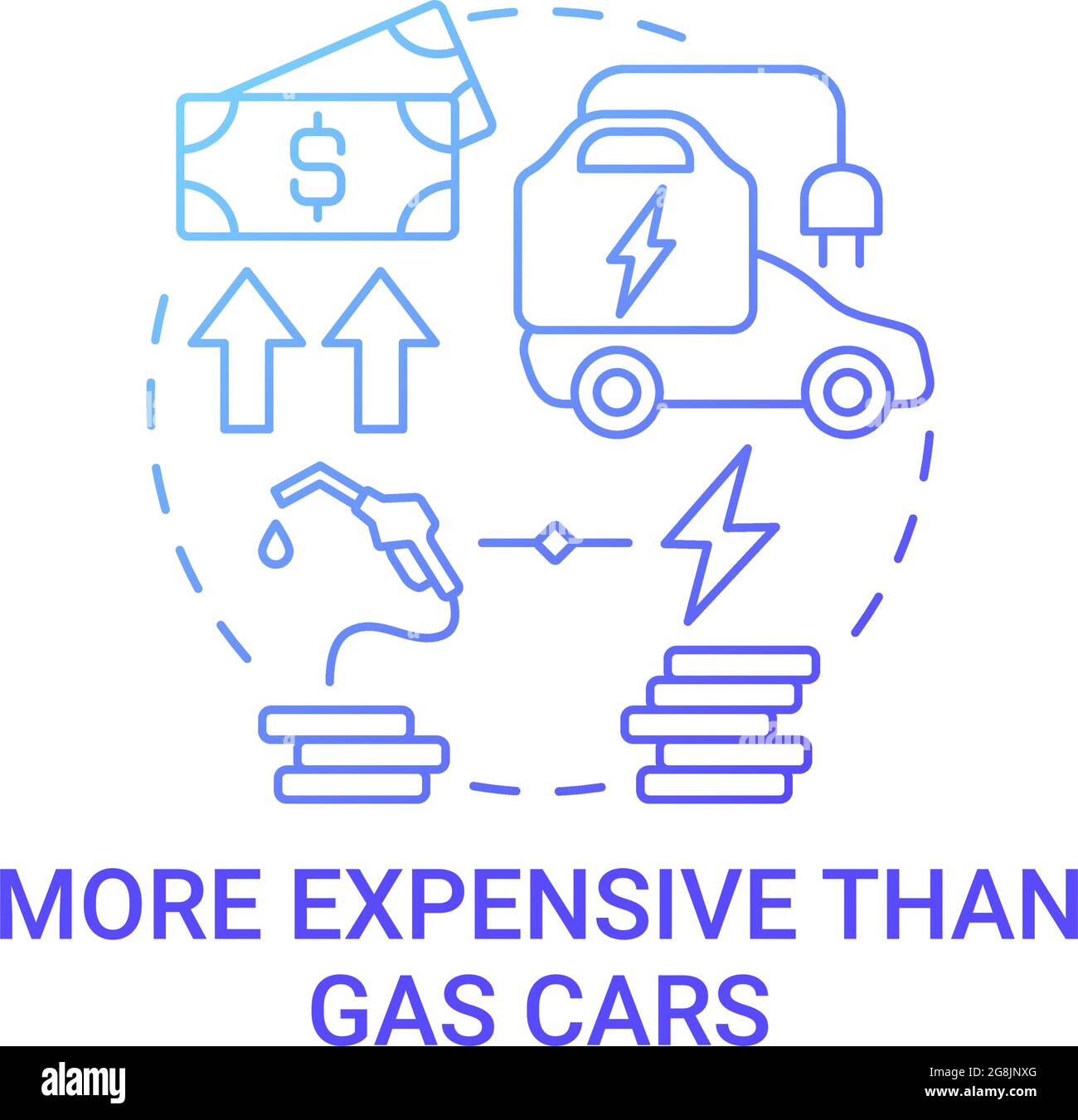 Hybrid car cost difference concept icon. Stock Vector
