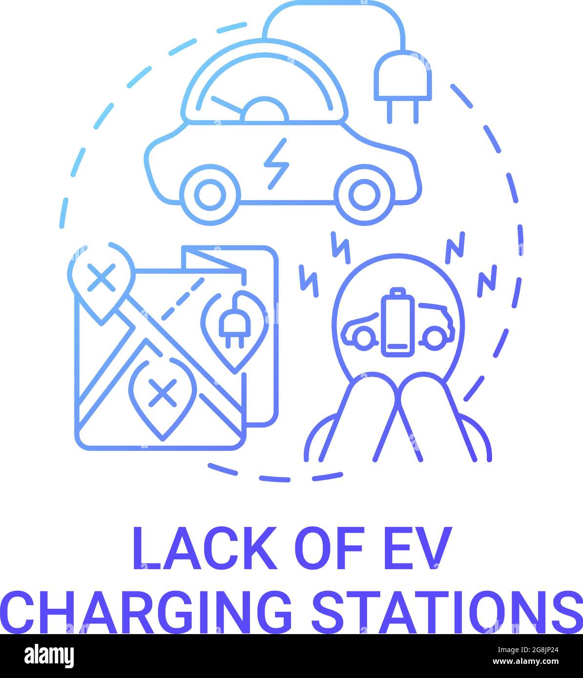Charging stations eco-friendly car lack concept icon. Stock Vector