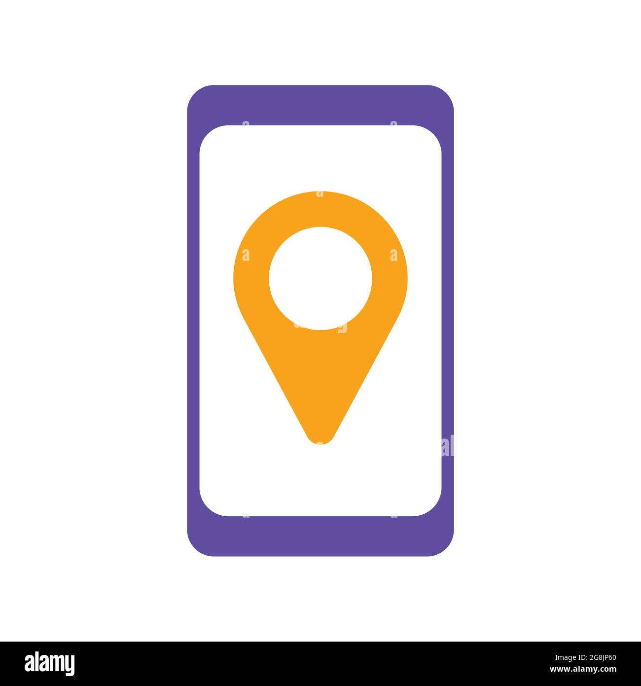 Smartphone with pin location style glyph icon vector. Navigation sign ...