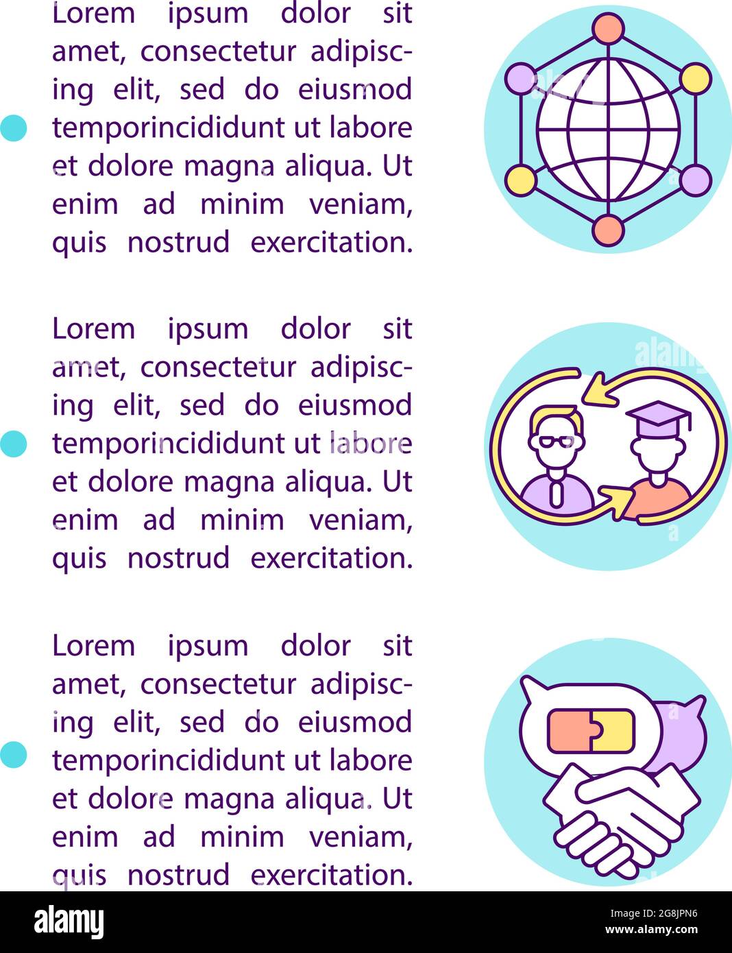 Global colleagues network concept line icons with text Stock Vector ...