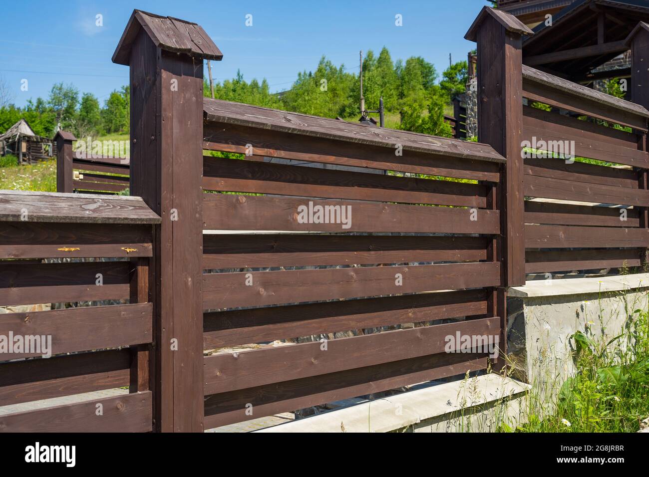 Big new wooden fence hi-res stock photography and images - Alamy
