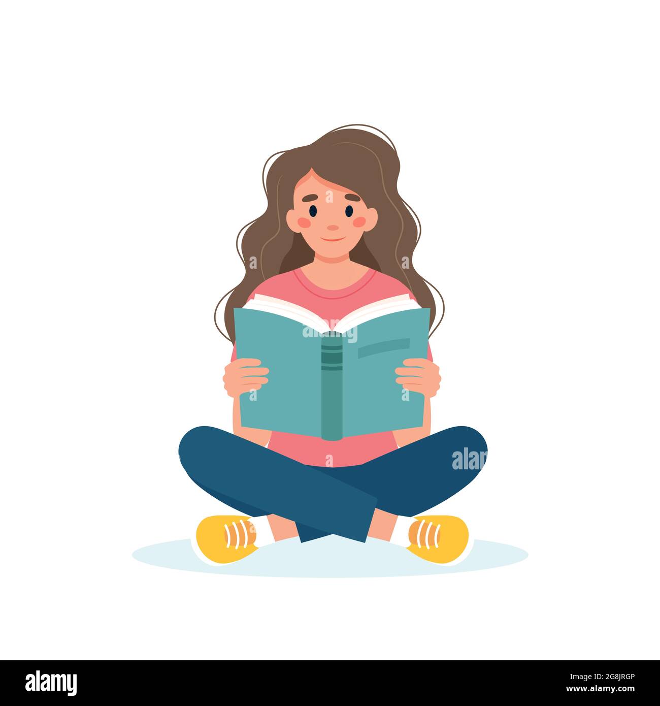 https://c8.alamy.com/comp/2G8JRGP/woman-reading-book-while-sitting-learning-and-literacy-day-concept-cute-vector-illustration-in-flat-cartoon-style-2G8JRGP.jpg