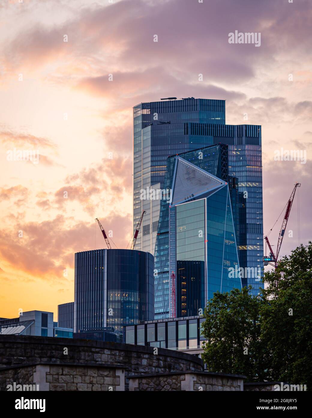 Looking across towards the financial district, London, UK Stock Photo