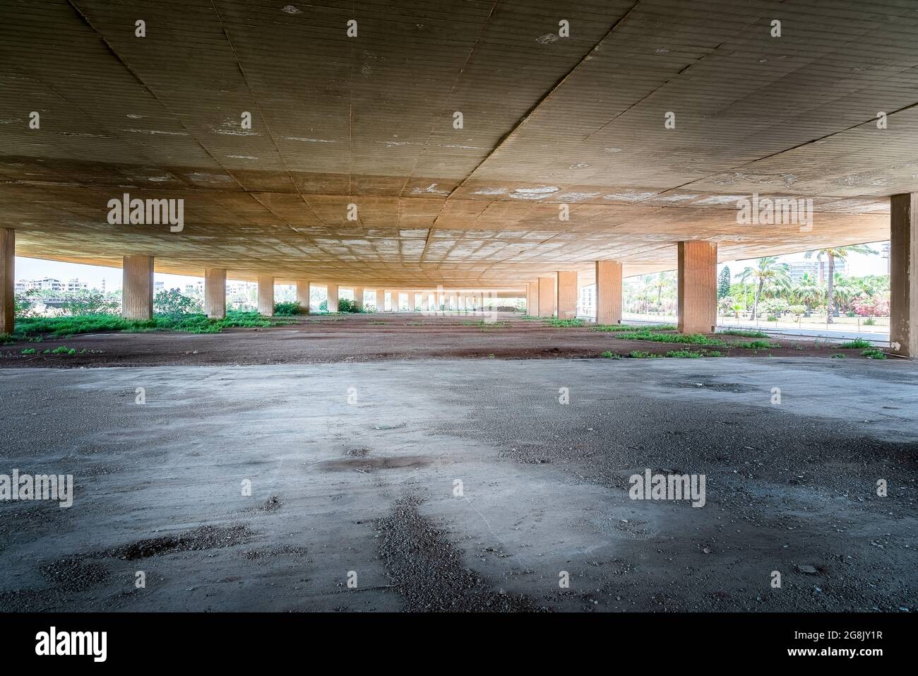 Abandoned Rashid Karameh Fair in Tripoli Lebanon designed by Oscar Niemeyer Stock Photo