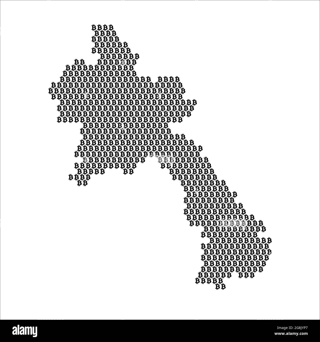 Laos country map made with bitcoin crypto currency logo Stock Vector