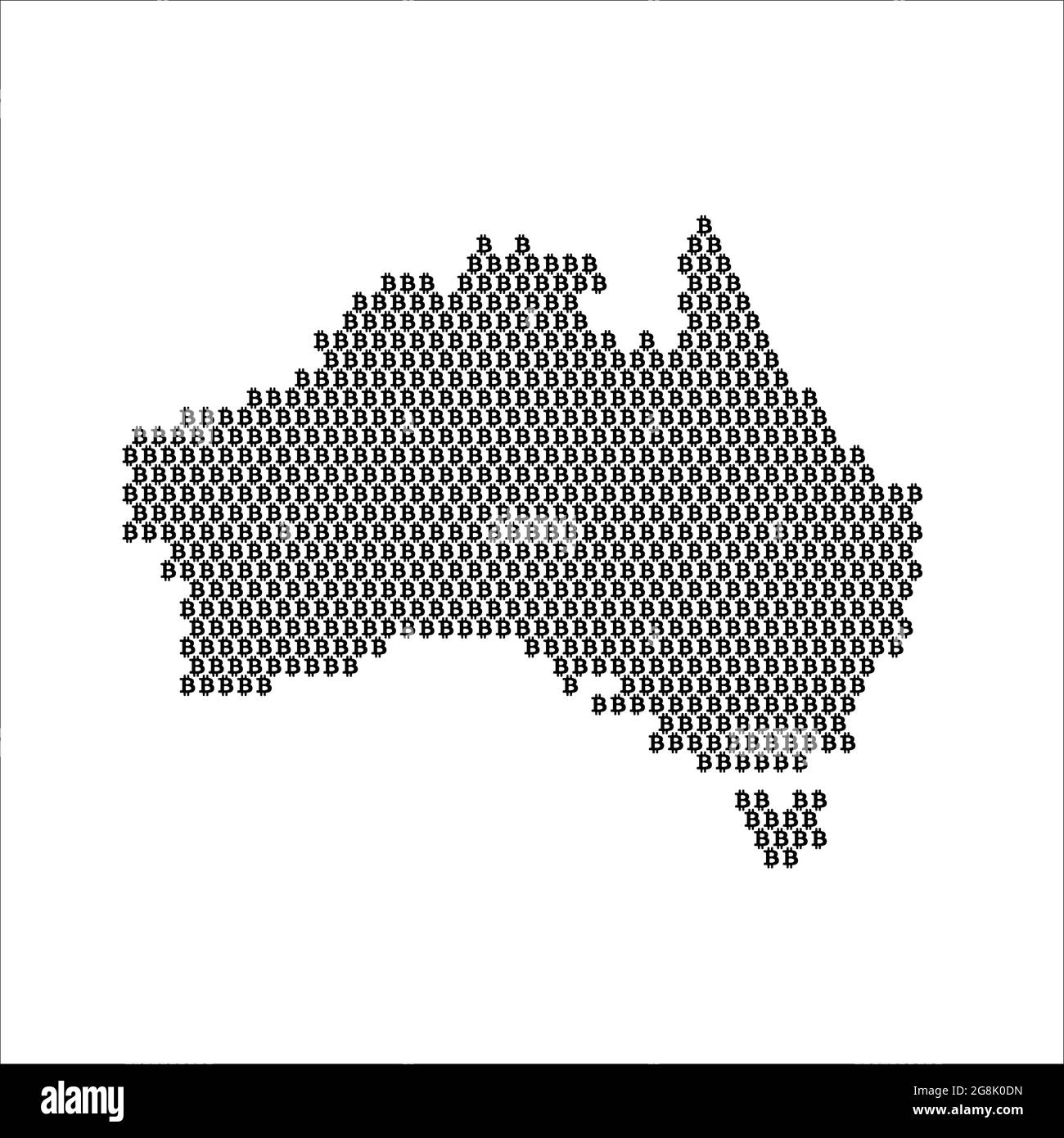 Australia country map made with bitcoin crypto currency logo Stock Vector